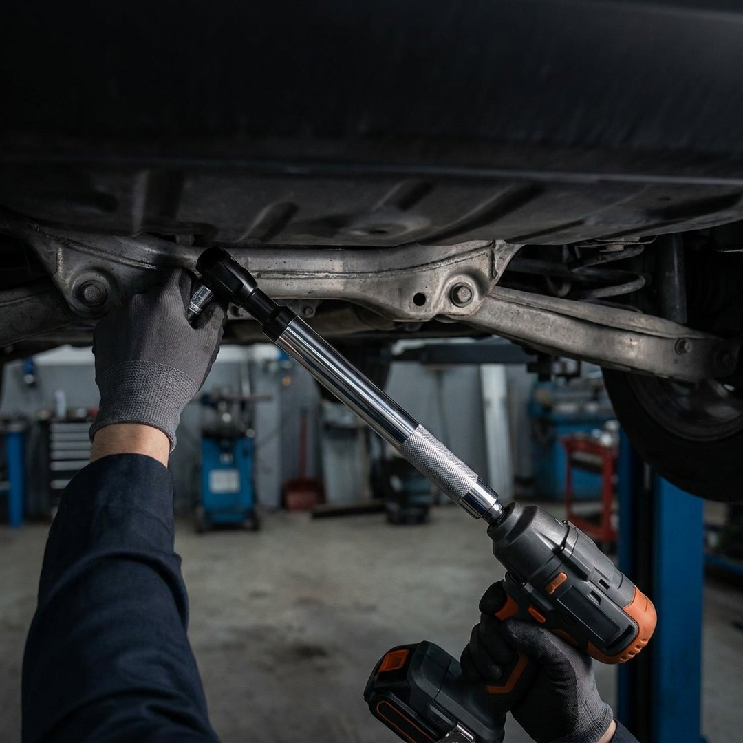 Skraldehovedet på en bolt under bilen